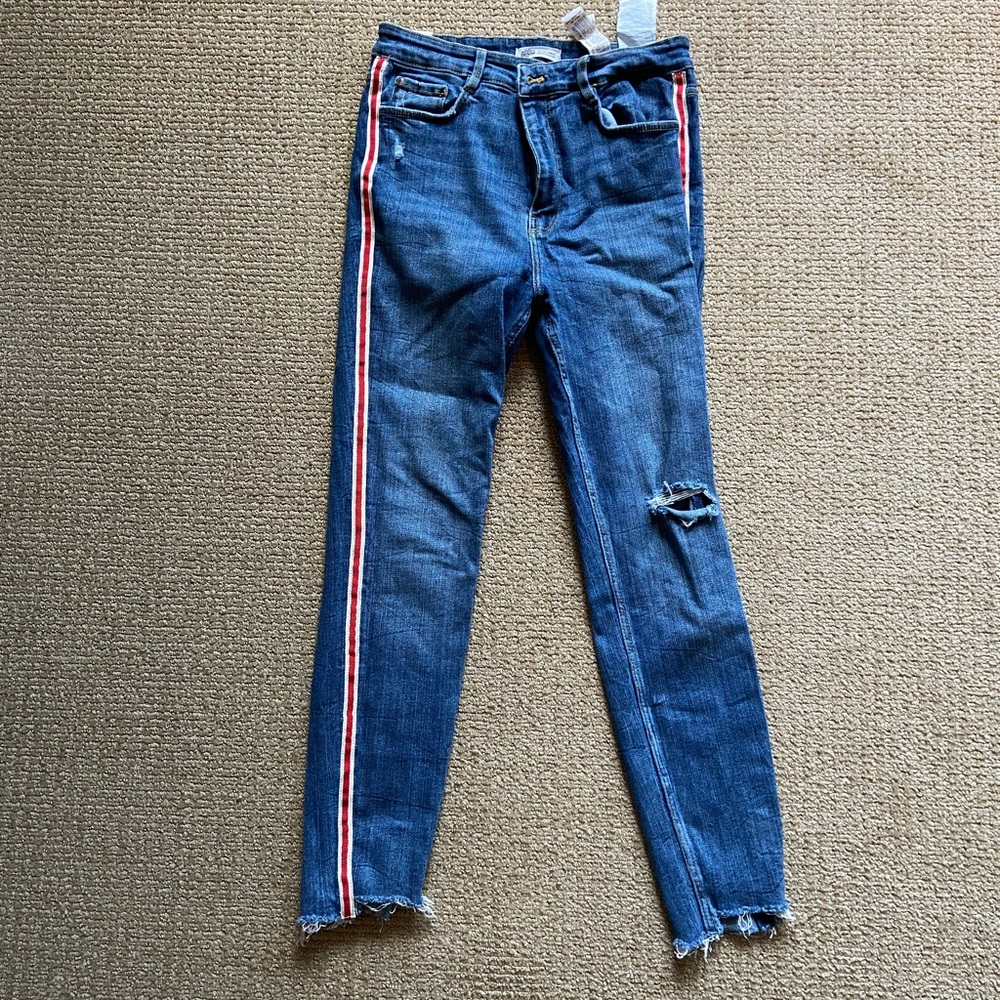red striped jeans